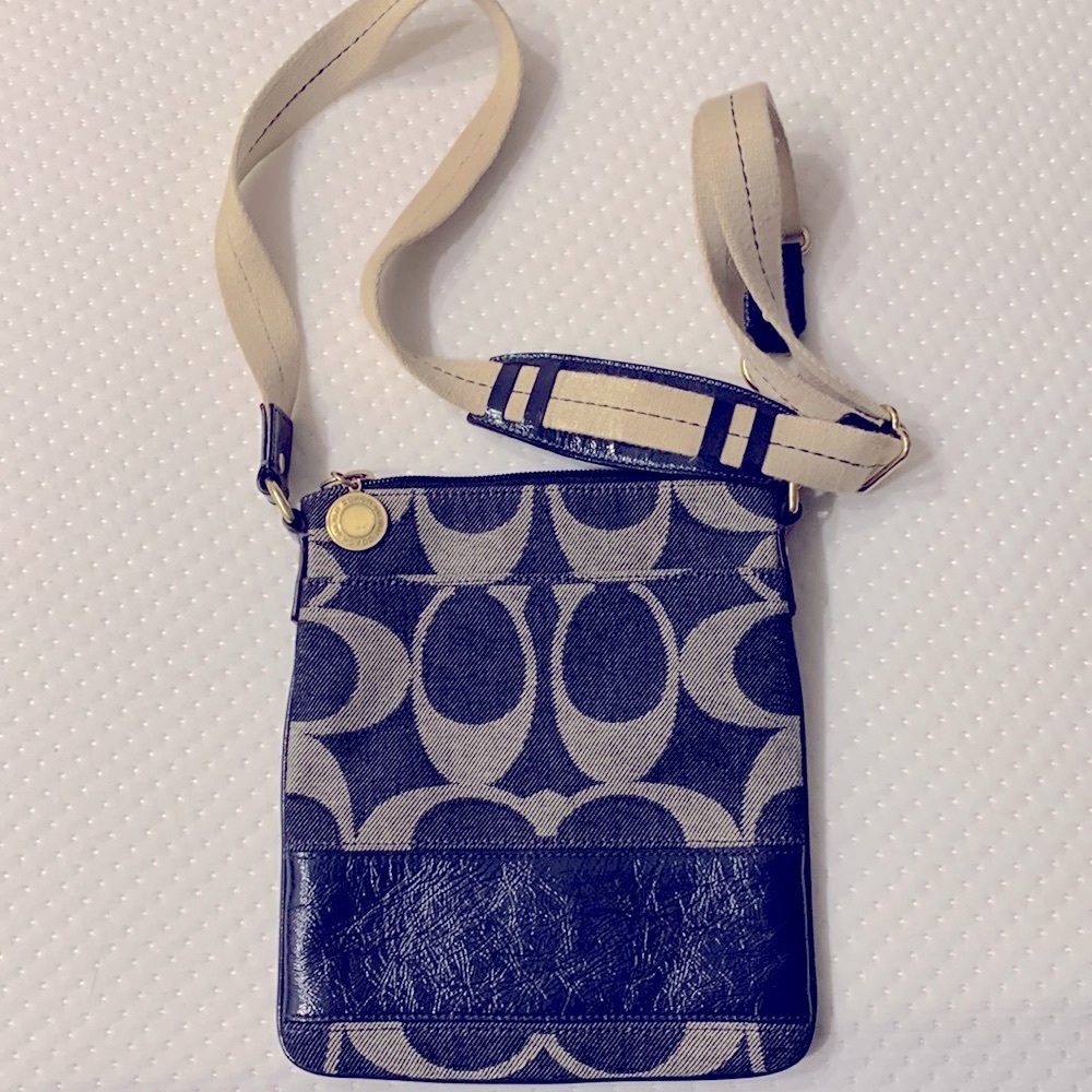 Blue/white Coach Crossbody Bag